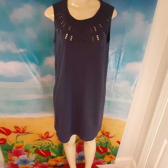 Old Navy sleeveless sweatshirt dress w cut outs blue size medium - Picture 9 of 12
